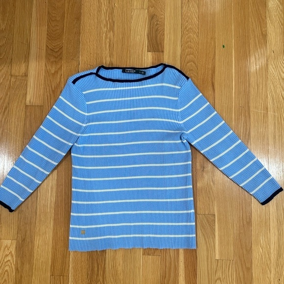 Lauren Ralph Lauren Sweaters - lauren ralph lauren sweater Ribbed Boat Neck Striped Women’s Size XL  Bl…​